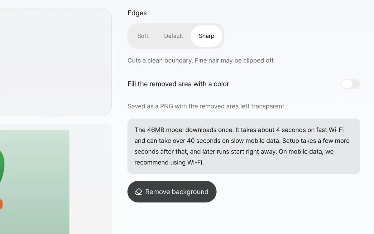 2. Choose the edge handling and remove the background