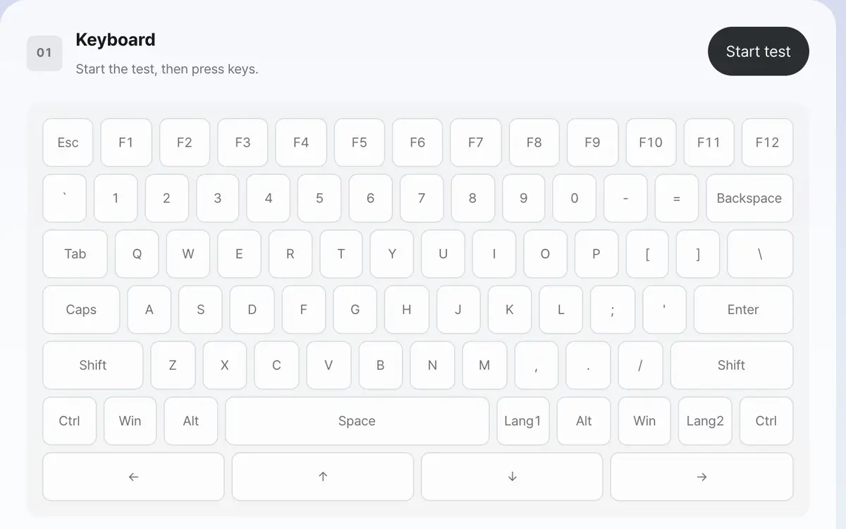 1. Press Start test