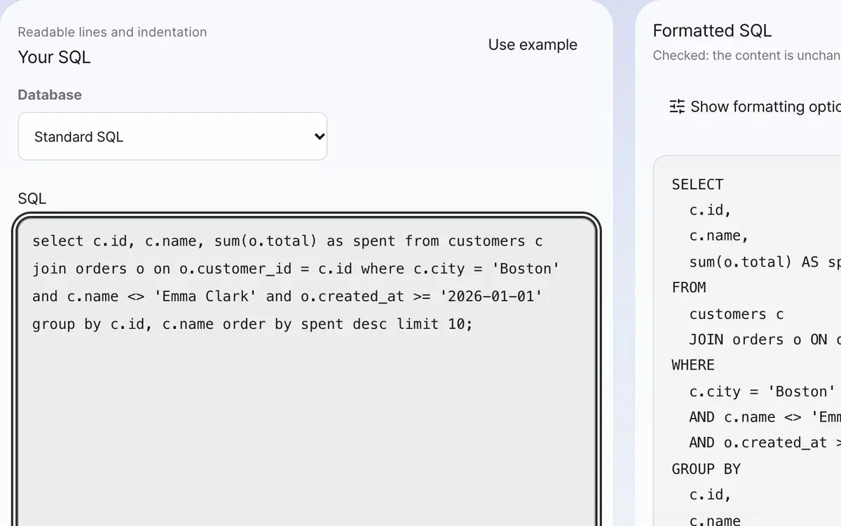 1. Paste your SQL