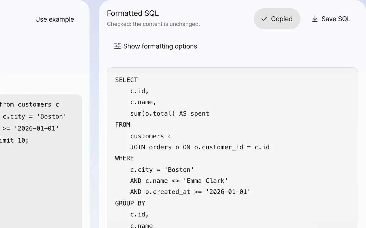3. Copy the formatted result