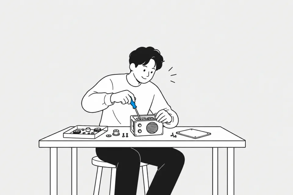 ISTP 뚝딱 해결사 — 쉬며 충전하는 장면 그림